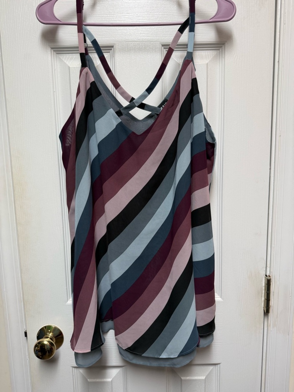Torrid Teal and Mauve Stripe Strap Tank Blouse 3X